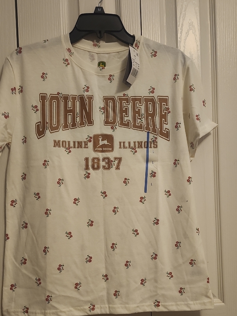 John Deere Women's Cream Floral Logo Tee